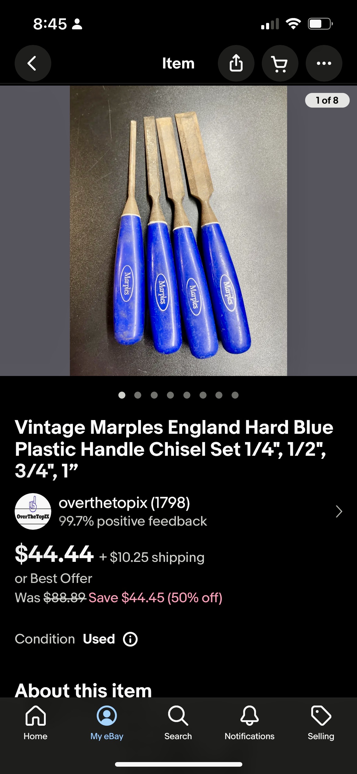ebay posting of Marple chisels